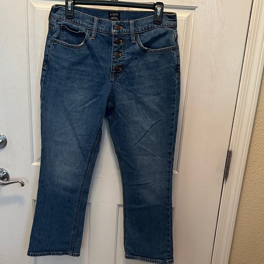 J. Crew Women's Medium Blue Mid-Rise Flare Crop Jeans size 28